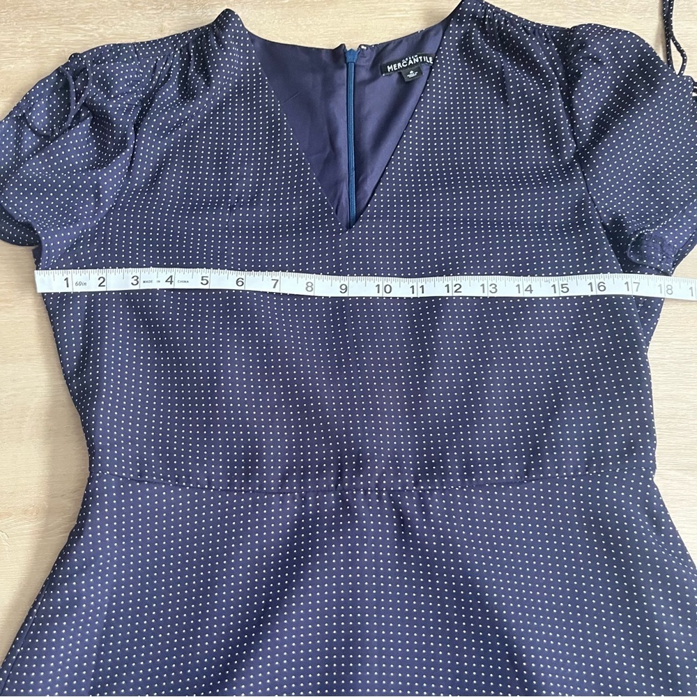 J. Crew Mercantile Navy Blue & White Polka Dot Short Sleeve Mini Dress SZ 6 - Picture 6 of 11